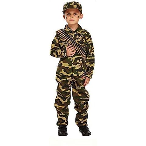 Fancy Me Boys Child's Army Military Camouflage Soldier Uniform Fancy Dress Costume Outfit, 4-6 Years, Green Cover