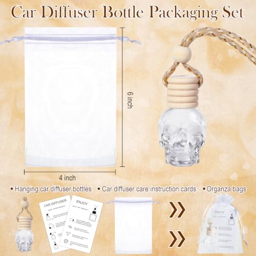 Image of Boao 25 Sets Car Air Freshener Diffuser Bottles Hanging DIY, Skull