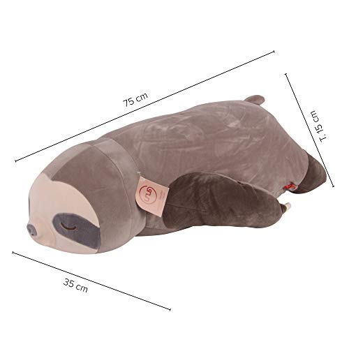 UNUS Faultier Kuscheltier Kissen, 75 cm, Grau, Seitenschläferkissen weich und flauschig,...