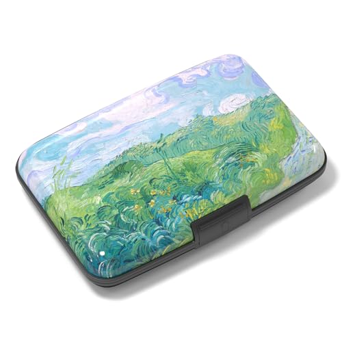 Image of Rimilak Aluminuml Credit Card Holder, Mini Credit Card Wallet RFID Blocking Slim Metal Hard Case for Women Men, Field Painting