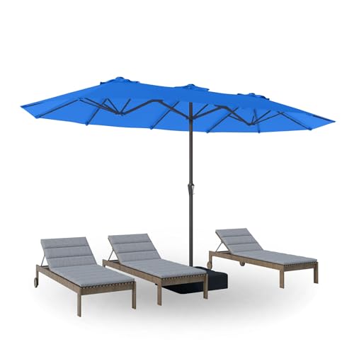 PatioKingdom 15FT Double-Sided Patio Umbrella with Base