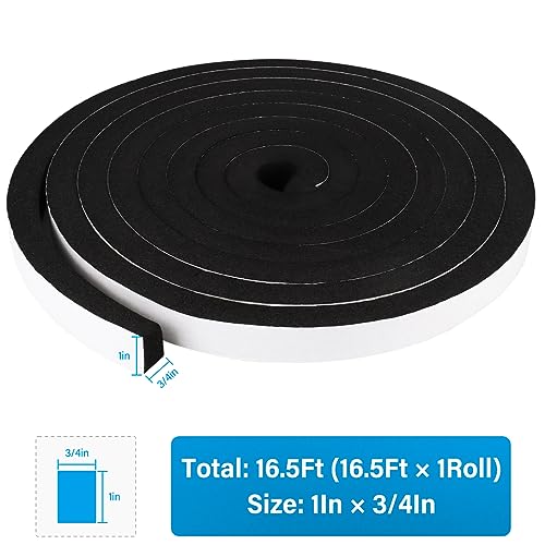 Image of DGSL Foam Weather Stripping, 1 inch x3 /4 inch, 16.5Ft Door Window Seal Tape