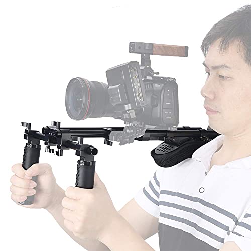 NICEYRIG 15mm Shoulder Pad Support System for DSLR Camera Cinema Camcorder, Shoulder Mount Rig with Base Plate, Aluminum Alloy 16'' 15mm Rod, Handle Set - 435 - Image 5