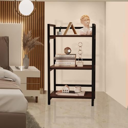 Image of wow craft 3-Tier Multifunctional Rack | Kitchen Storage Shelf, Microwave Stand, Cosmetic Shelf Rack | Floor Mount Kitchen Shelves with Black Pipe Design | Crafted with Engineered Wood & Metal