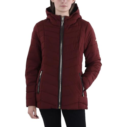 Laundry by Shelli Segal Women's Short Stretch Puffer Jacket Zipper Front Side Pockets 26