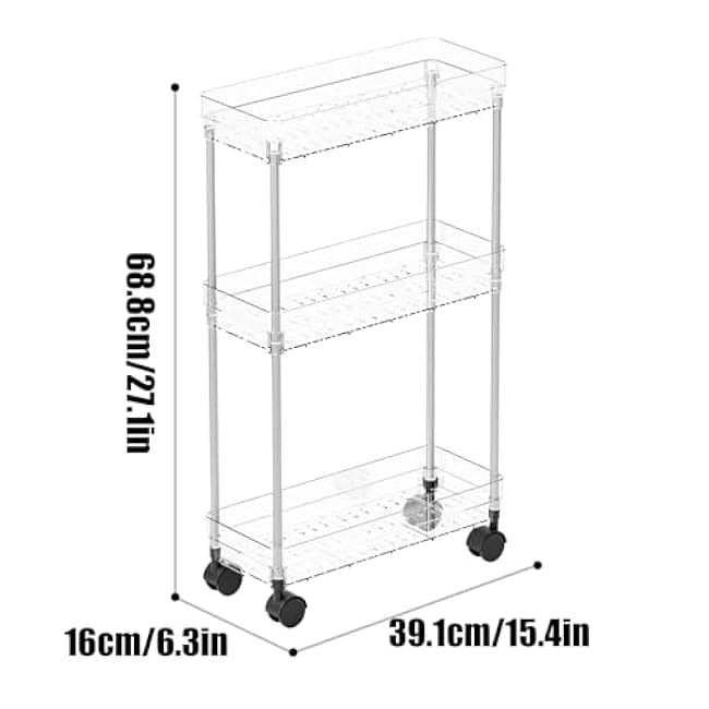 Bathroom Rolling Cart, Multi-Layer Storage Organizer with Wheels, Tiered Utility Trolley for Bathroom, Kitchen, and Living Room Home Organization-MreHj4T1