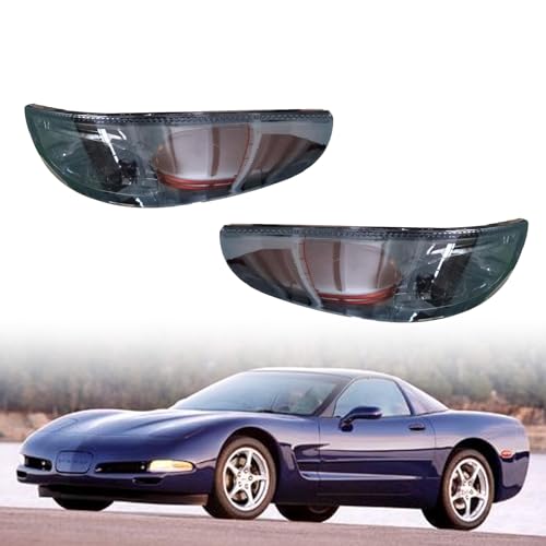 dreamdragon Front Signal Turning Lamps Lights Smoke Lens Set Compatible with 1997-2004 Chevy Corvette C5