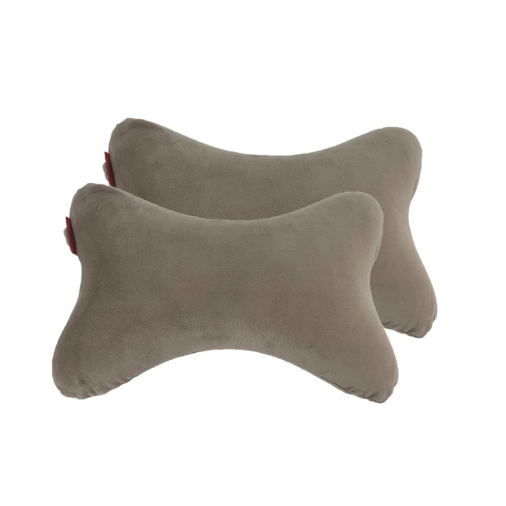 Bookishbunny2 Packs Dog Bone Shaped Travel Neck Memory Foam Pillows with Removable Velvet Cover for Car Bus Truck Driving Comfort Head Rest Support (Coffee)