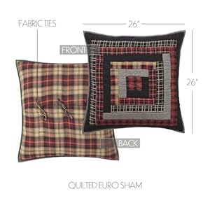 VHC Brands Rustic & Lodge Cumberland Quilted Bedding Accessory, Euro Sham 26x26, Chili Pepper Red VHC Brands Rustic Lodge Cumberland Quilted Bedding Accessory Euro Sham 26×26 Chili Pepper Red