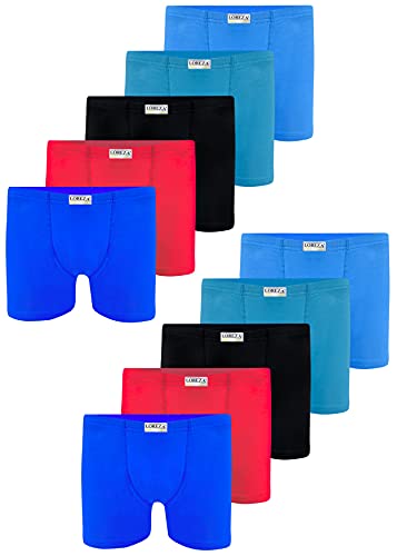 LOREZA ® 10 Jungen Boxershorts aus Baumwolle (128-134 (8-9 Jahre), 10er Set - Modell 1)