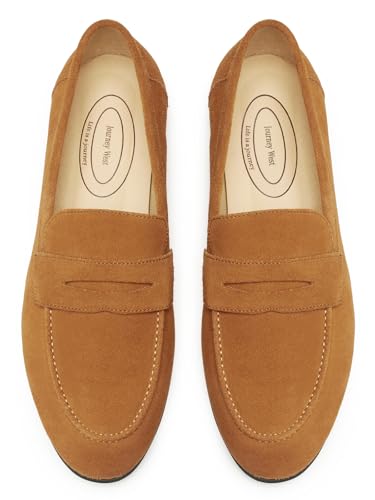 Image of Journey West Men's Suede Leather Belgian Loafers for Men Slip-on Casual Penny Casual Loafers