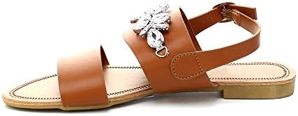 WestCoast Women's Shoe Floral Ankle Strap Flat Gladiator Sandals (8, tan-01) | Image 3