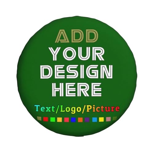 Image of Custom Spare Tire Cover Personalized Tire Covers Add Your Own Design Logo Picture Customize Wheel Cover Universal Size 14-17 in Fit for Jeep Trailer Camper RV Wheel Covers, DarkGreen