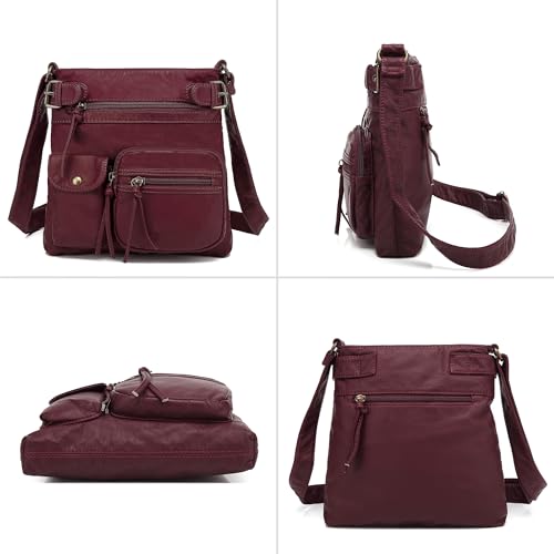 Scarleton Crossbody Bags for Women Purses and Handbags Multi Pocket Shoulder Bag Faux Leather Small, H183320 - Burgundy