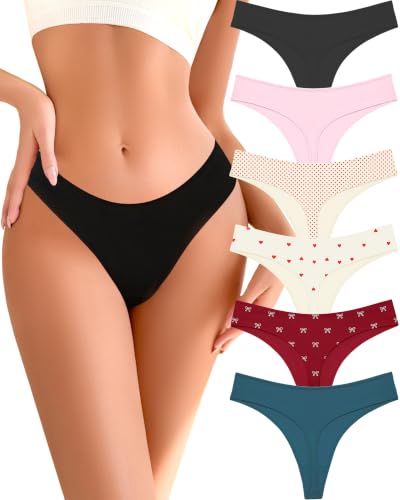 Image of READY TO LOVE Cotton Underwear Women 6 Pack Sexy Breathable Thongs Panties