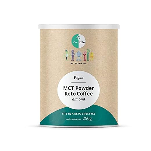 Go-Keto MCT Keto Coffee - Amaretto-Almendra, Endulzado con estevia, 250 g | polvo MCT C8 C10 con café, 100 % de aceite de coco sin aceite de palma | Perfecto para la dieta ceto | vegano, low carb