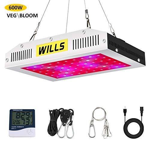 WILLS Upgraded 600W Led Grow Light Full Spectrum with Veg & Bloom Double