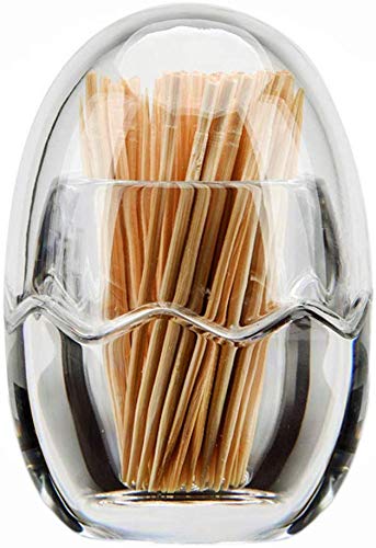ICEBLUEOR Acrylic Toothpick Holder Crystal Dispenser Bucket Plastic Toothpick Box Egg Shape Reusable Condiment Bottle Case Pocket Restaurant Kitchen Gadgets Desk Storage Box (Without Toothpick)