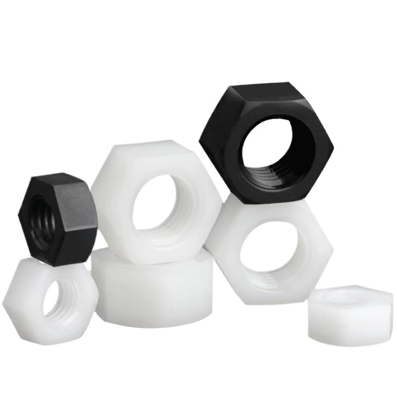 White/Black Nylon DIN934 Hexagon Nuts Hex Nuts M2 M2.5 M3 M4 M5 M6 M8 M10 M20 (White,M16,100pcs)