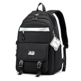 Mochila à prova d'água de pano Oxford para meninas na moda mochila estudantil (Preto)