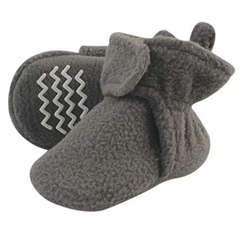 Hudson Baby Unisex Cozy Fleece Booties, CHARCOAL GRAY, 0-6 Months