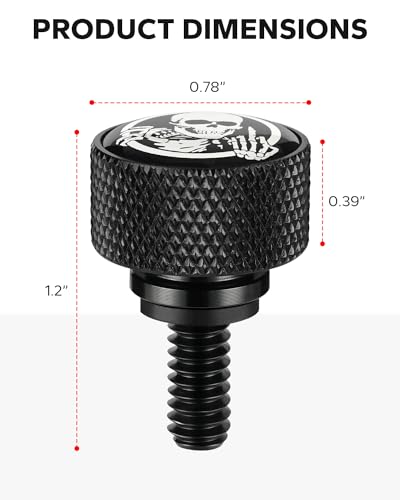 Image of Amazicha Seat Bolt Stainless Steel Fender Rear Seat Screw Skull Sissy Bar 1 /4 inch-20 Thread Compatible with 1997-2026 Harley Davidson Touring XG XL Dyna Softail Sportster CVO Fatbob Black
