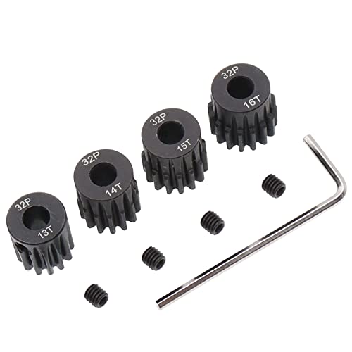 Treehobby 4PCS Metal Steel 32P 5mm Pinion Gear Set 13T 14T 15T 16T with Hex Key for RC Cars(Compatible with 0.8 Metric Pitch)