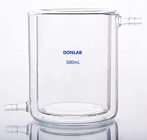 DONLAB CFG-0500 Glass 500ml Flat Bottom Jacketed Beaker Double-Layer Lab Reaction Beaker