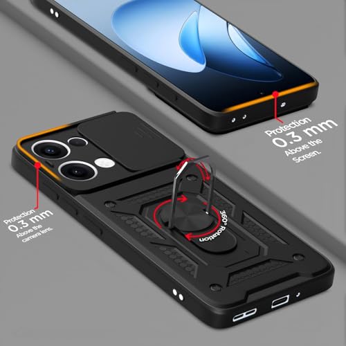 Image of AIBEX Back Cover for Oppo K13 5G | D10 Tough Armor Case | Sliding Camera Shield | 360 Protection | Kickstand Ring Holder | Military-Grade Shockproof Bumper Case