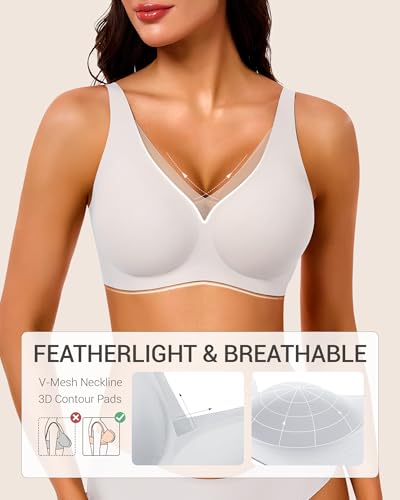 Image of Gailife Deep V Jelly Bras for Women No Underwire Wireless Seamless Push Up Bra Comfort Support Plunge Bralette Full Coverage