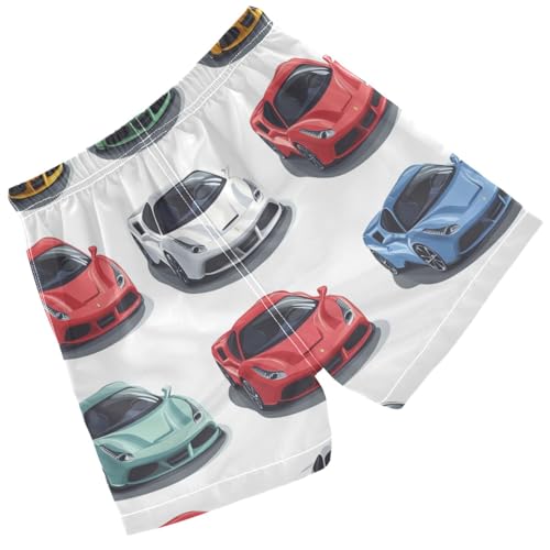 Pigsaly Boys' Swim Board Shorts Cool White Yellow Red Blue Sports Car Boy's Swim Trunks Kids Swimwear 4T2