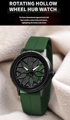 Image of Shocknshop RevolveX Rotating Hollow Wheel Hub Creative Fashion Analog Silicone Magnetic Strap Wrist Watch for Men Boys -WCH368