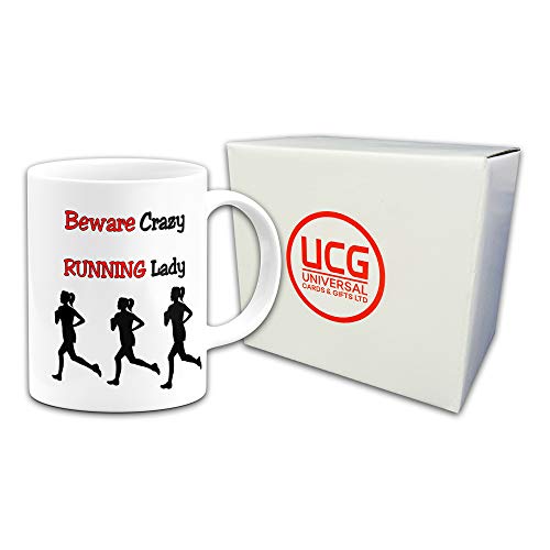 GIFT MUGS Taza de Regalo de Beware Crazy Running Lady
