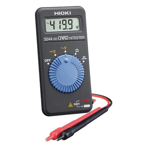 Hioki 3244-60 Card HiTester and Digital Multimeter, 41.99 Megaohms Resistance, 500V AC/DC Voltage