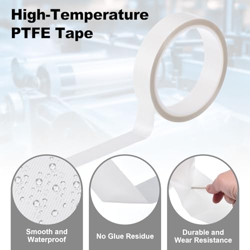 Image of PATIKIL Heat Resistant Tape, 0.8 Inch x 33 Feet High Temperature Tape PTFE Adhesive High Heat Tape Waterproof for Vacuum Sealer Machine Insulation Protection, White, 0.13mm Thick