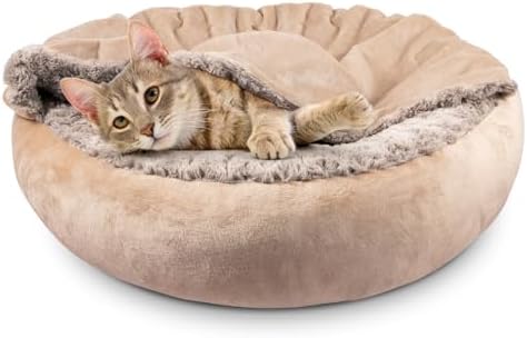 JOEJOY Small Dog Cat Bed With Hooded Blanket, Cozy Cuddler Luxury...