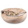 JOEJOY Small Dog Cat Bed With Hooded Blanket, Cozy Cuddler Luxury Puppy Pet Donut Round Calming Anti-Anxiety Burrow Cave – Anti-Slip Bottom, Machine Washable, 23 Inch
