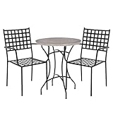 LOLAhome Conjunto de jardín Cartago Negro Contract | Mesa Ø60x72 cm terrazo, terraza | Cartago