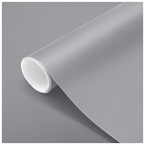 Papel Pintado Adhesivo Gris Vinilos para Muebles Antifouling y Resistete a Humedad y Mancha de Grasa, Papel Adhesivo para Pared 61 x 500 cm