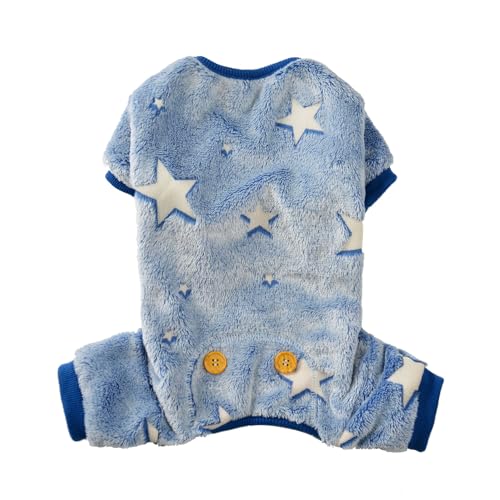 Maigllra Plüsch Hund Schlafanzug Glow In The Dark Dog Jumpsuit 4 Legged Onesie für kleine mittlere große Hund, Blue Star M