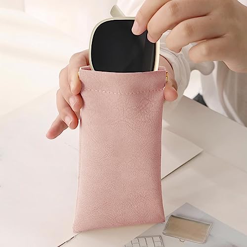 Image of 3 Pack Leather Eyeglasses Cases PU Soft Sunglasses Pouch Squeeze Top Portable Glasses Cases for Men Women