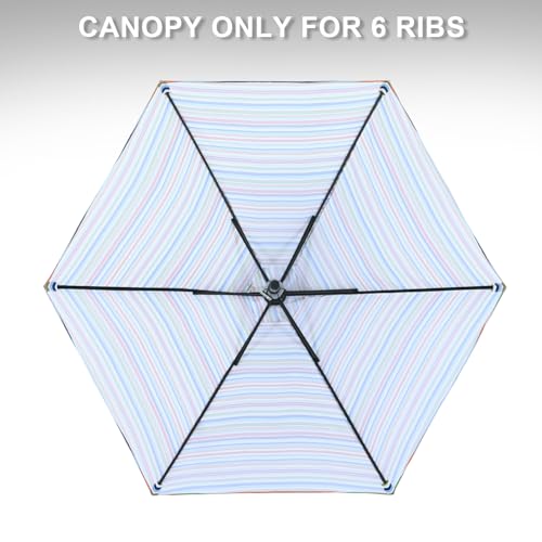 Image of MASTERCANOPY Patio Umbrella 7.5 ft Replacement Canopy for 6 Ribs-Red and Green Stripes Canopy Only