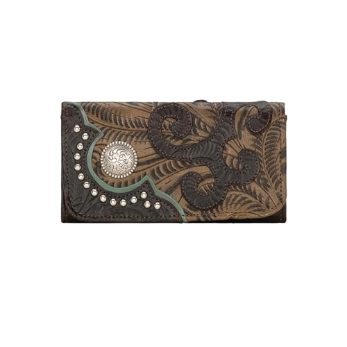 American West Women's Hand Tooled Tri-Fold Wallet - 8950282 One Size