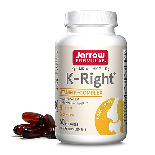 jarrow formulas k-right - vitamin k-complex k1 mk-4 mk-7 d3 - 60 servings softgels