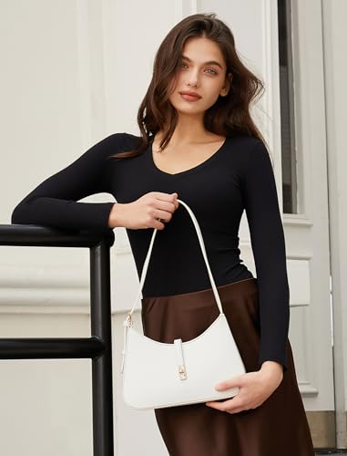 Image of CLUCI Shoulder Bag for Women, Purses for Women, Handbag Hobo Bags Vegan Leather Crossbody Purse with Adjustable Strap White
