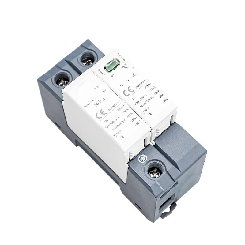 GSP9 2P AC SPD 20KA-40KA AC275V AC385V 400V 440V House Surge Protector Protection Protective Low-Voltage Arrester Device(1P NPE AC275V 40KA)