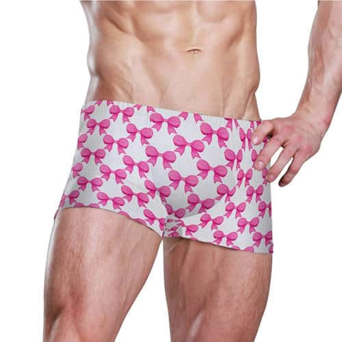 Pink Bows Mens Swim Trunk Swimwear Bathing Suit Swim Brief Square Leg Board Short S B04051063