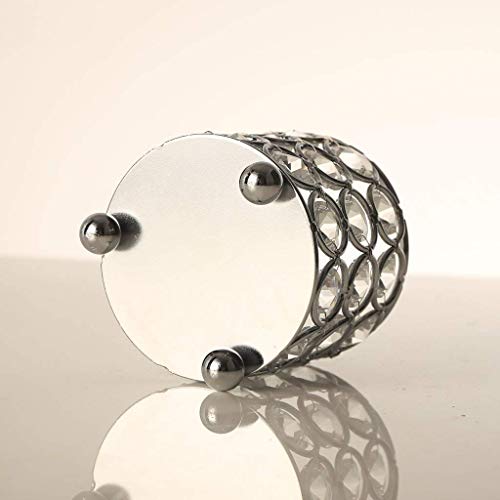 VINCIGANT Silver Crystal Candle Holders,Cylinder Metal Arrangement Container Table Centerpieces for Dining/Living Room Decoration,Gift for Housewarming