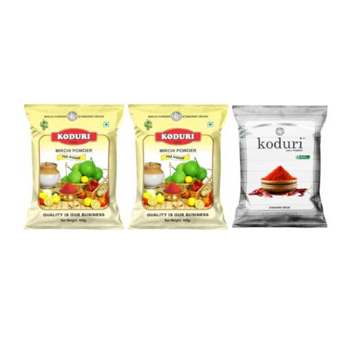 Image of KODURI Red Chilli Powder & Pickle Chilli Powder Combo Pack | Aachar and Lal Mirch Powder | Pachadi Kaaram & Karam Podi | Finely Ground Spices - No Added Flavours, Colors or Preservatives - 1500 Gm