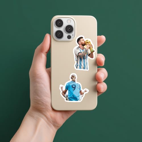Image of Football Sticker Pack of 70 | Premium Waterproof Vinyl Sports Stickers for Laptop, Water Bottle, Phone, Helmet, Notebook, Bike, Car & Luggage | Soccer Player, Trophy & Football-Themed Aesthetic Decals